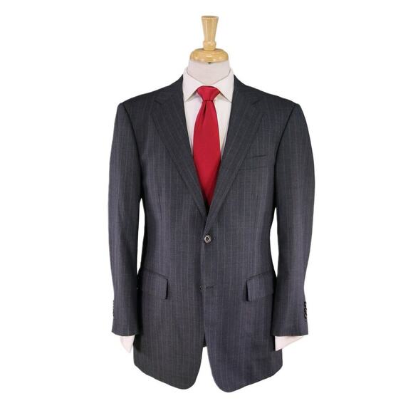Paul Stuart Other - Paul Stuart Selection Japan Gray w/ Blue Stripes 2-Btn Luxury Wool Suit 42R
